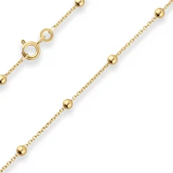 1,3mm Rund-Ankerkette Collier Kugel Halskette aus 585 Gold Gelbgold 45cm