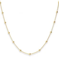 1,3mm Rund-Ankerkette Collier Kugel Halskette aus 333 Gold Gelbgold 45cm