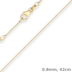 0,8mm Rund-Ankerkette Collier mit Zwischenöse aus 375 Gold Gelbgold 42cm