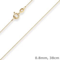 0,8mm Rund-Ankerkette Collier mit Zwischenöse aus 585 Gold Gelbgold 38cm