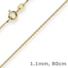 1,1mm Rund-Ankerkette 750 Gold Gelbgold Kette Collier Halskette, 80cm