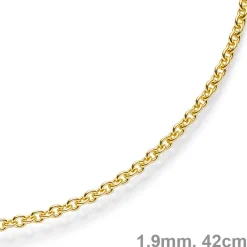 1,9mm Rund-Ankerkette 750 Gold Gelbgold Kette Collier Halskette, 42cm