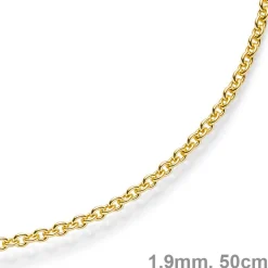 1,9mm Rund-Ankerkette 750 Gold Gelbgold Kette Collier Halskette, 50cm