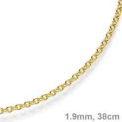 1,9mm Rund-Ankerkette 750 Gold Gelbgold Kette Collier Halskette, 38cm