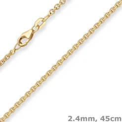 2,4mm Rund-Ankerkette Goldkette Collier Halskette aus 333 Gold Gelbgold 45cm