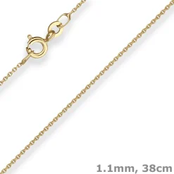 1,1mm Rund-Ankerkette Goldkette Collier Halskette aus 333 Gold Gelbgold 38cm