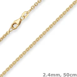 2,4mm Rund-Ankerkette Goldkette Collier Halskette aus 333 Gold Gelbgold 50cm
