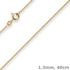 1,3mm Rund-Ankerkette Goldkette Collier Halskette aus 585 Gold Gelbgold 40cm