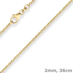 2mm Rund-Ankerkette Goldkette Collier Halskette aus 333 Gold Gelbgold 36cm