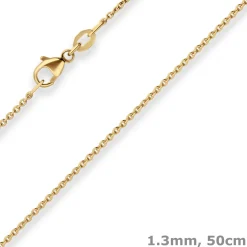 1,3mm Rund-Ankerkette Goldkette Collier Halskette aus 585 Gold Gelbgold 50cm
