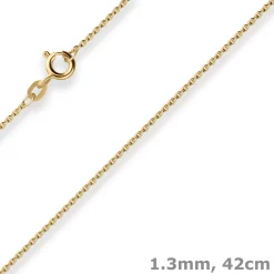 1,3mm Rund-Ankerkette Goldkette Collier Halskette aus 585 Gold Gelbgold 42cm