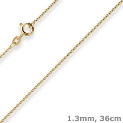 1,3mm Rund-Ankerkette Goldkette Collier Halskette aus 585 Gold Gelbgold 36cm