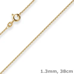 1,3mm Rund-Ankerkette Goldkette Collier Halskette aus 333 Gold Gelbgold 38cm