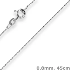 0,8mm Rund-Ankerkette Goldkette Collier Halskette aus 375 Gold Weißgold 45cm