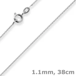 1,1mm Rund-Ankerkette Goldkette Collier Halskette aus 333 Gold Weißgold 38cm