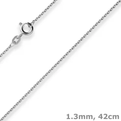 1,3mm Rund-Ankerkette Goldkette Collier Halskette aus 585 Gold Weißgold 42cm