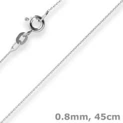 0,8mm Rund-Ankerkette Goldkette Collier Halskette aus 585 Gold Weißgold 45cm