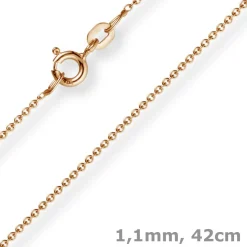 1,1mm Rund-Ankerkette 750 Gold Rotgold Kette Collier Halskette, 42cm