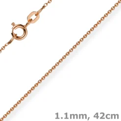 1,1mm Rund-Ankerkette 585 Gold Rotgold Kette Collier Halskette, 42cm