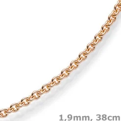 1,9mm Rund-Ankerkette 750 Gold Rotgold Kette Collier Halskette, 38cm