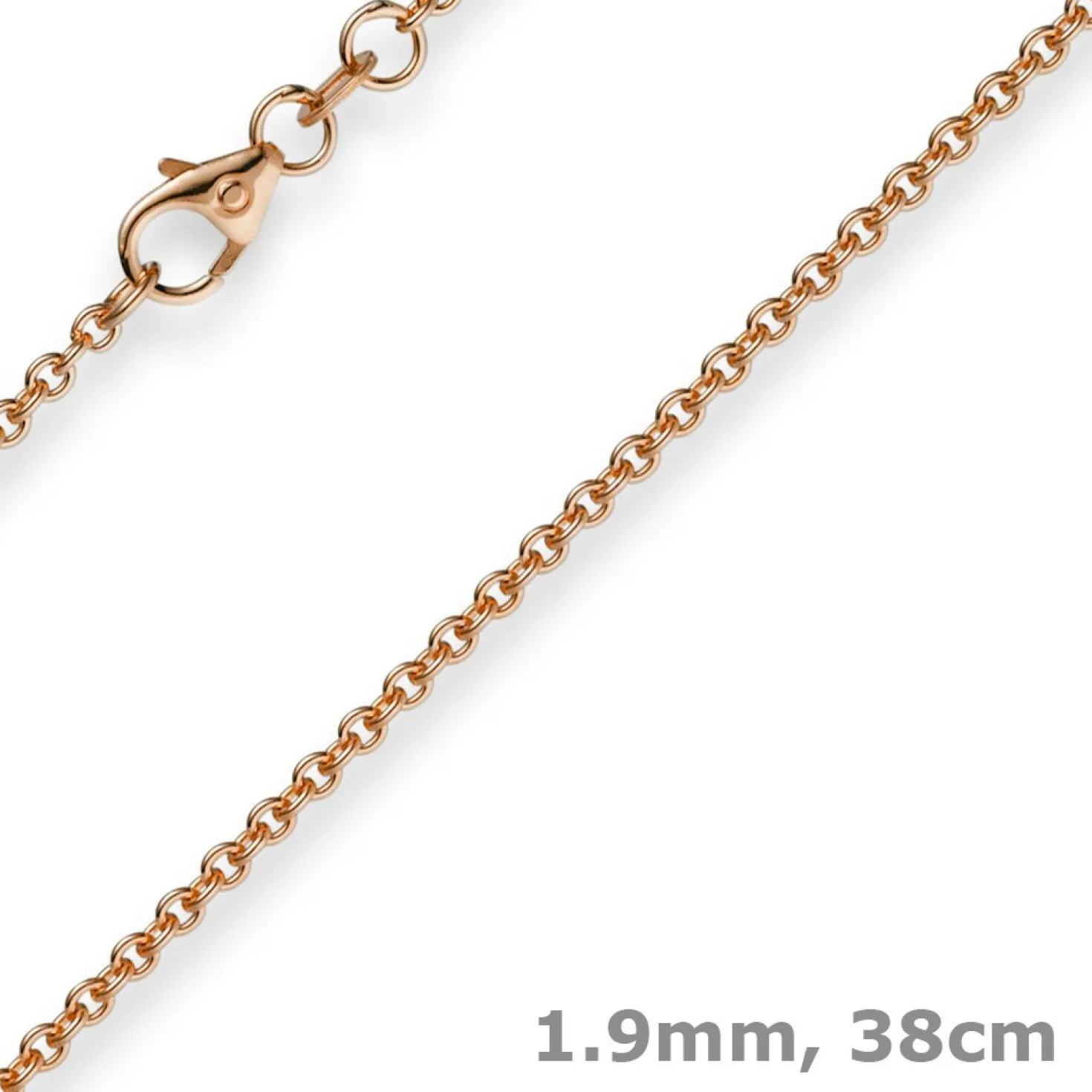 1,9mm Rund-Ankerkette 750 Gold Rotgold Kette Collier Halskette, 38cm