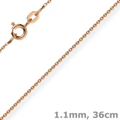 1,1mm Rund-Ankerkette 750 Gold Rotgold Kette Collier Halskette, 36cm