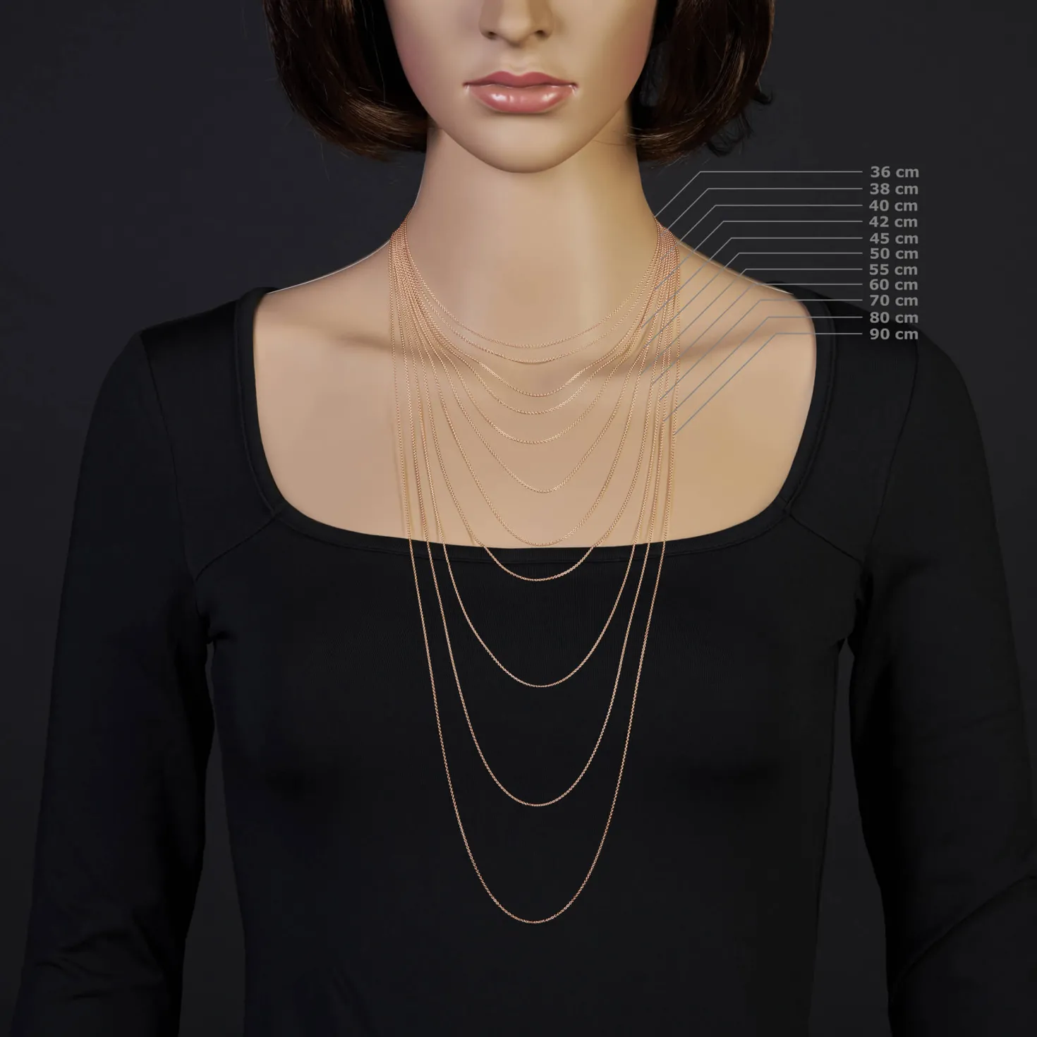 1,1mm Rund-Ankerkette 750 Gold Rotgold Kette Collier Halskette, 36cm