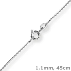 1,1mm Rund-Ankerkette 585 Gold Weißgold Kette Collier Halskette, 45cm