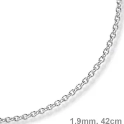 1,9mm Rund-Ankerkette 750 Gold Weißgold Kette Collier Halskette, 42cm