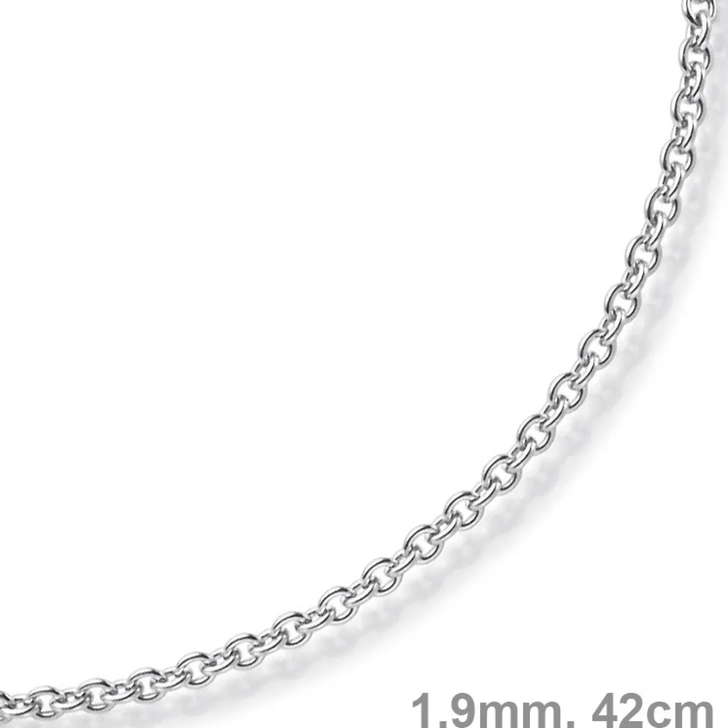 1,9mm Rund-Ankerkette 750 Gold Weißgold Kette Collier Halskette, 42cm