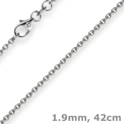 1,9mm Rund-Ankerkette 750 Gold Weißgold Kette Collier Halskette, 42cm