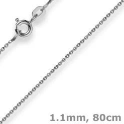 1,1mm Rund-Ankerkette 585 Gold Weißgold Kette Collier Halskette, 80cm
