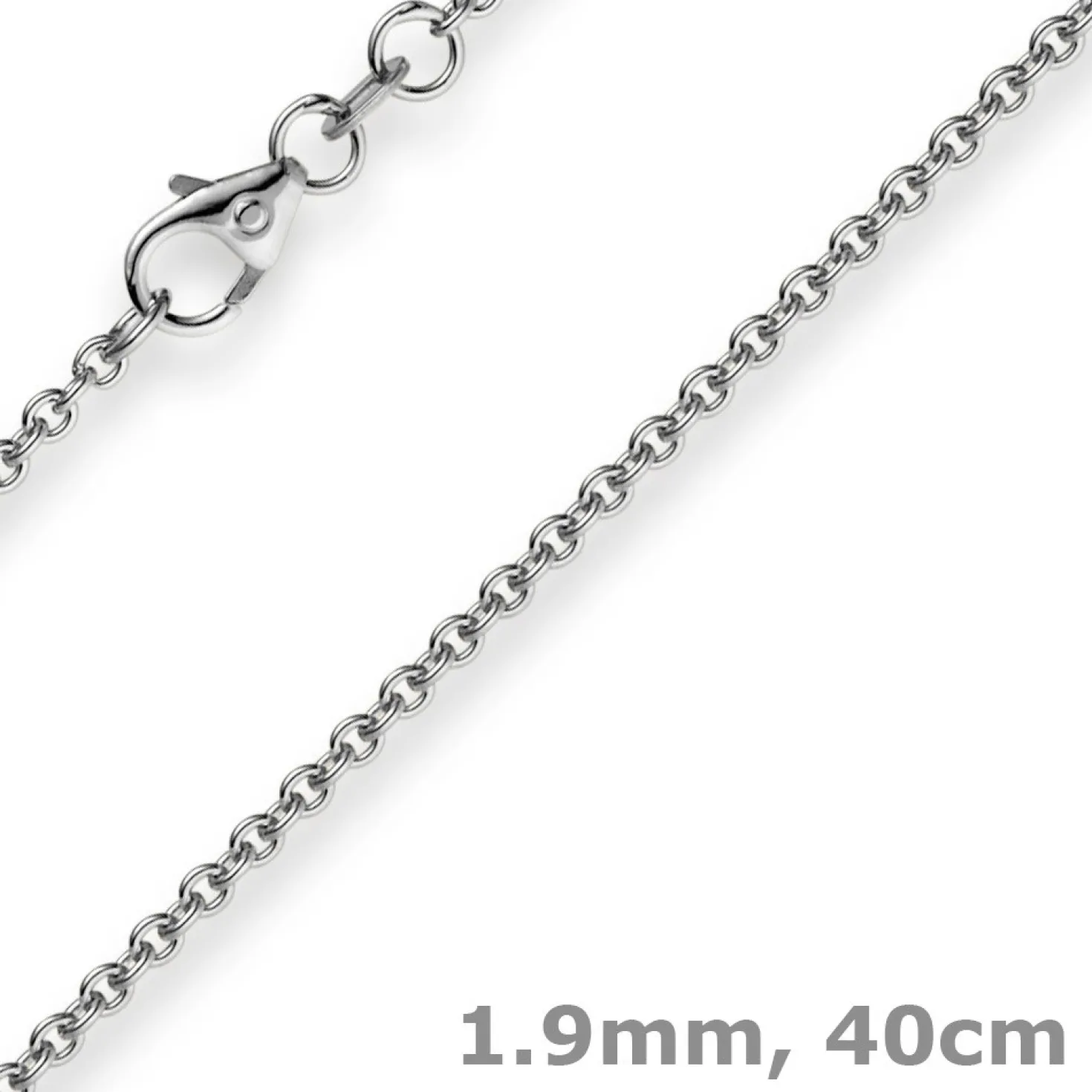 1,9mm Rund-Ankerkette 750 Gold Weißgold Kette Collier Halskette, 40cm