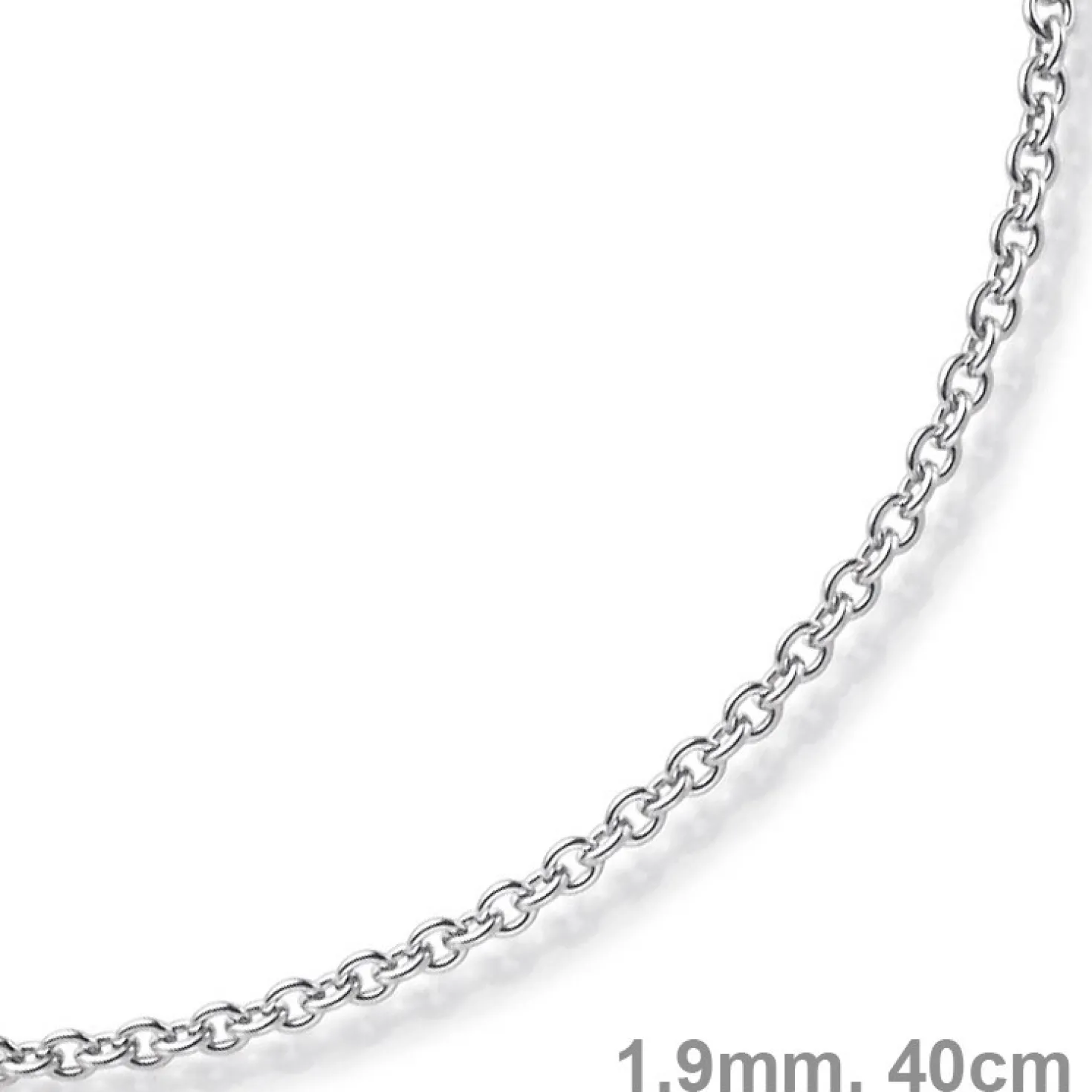 1,9mm Rund-Ankerkette 750 Gold Weißgold Kette Collier Halskette, 40cm