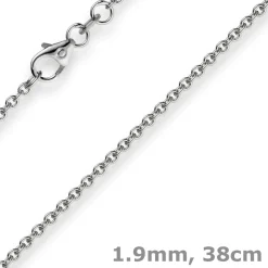 1,9mm Rund-Ankerkette 750 Gold Weißgold Kette Collier Halskette, 38cm
