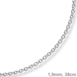 1,9mm Rund-Ankerkette 750 Gold Weißgold Kette Collier Halskette, 38cm