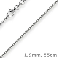 1,9mm Rund-Ankerkette 750 Gold Weißgold Kette Collier Halskette, 55cm