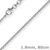 1,9mm Rund-Ankerkette 750 Gold Weißgold Kette Collier Halskette, 80cm