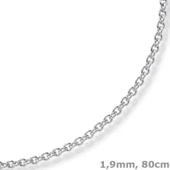 1,9mm Rund-Ankerkette 750 Gold Weißgold Kette Collier Halskette, 80cm