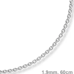 1,9mm Rund-Ankerkette 750 Gold Weißgold Kette Collier Halskette, 60cm