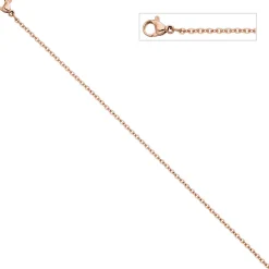 2,2mm Rundankerkette Halskette Collier aus Edelstahl in rotgold Farbe 46cm