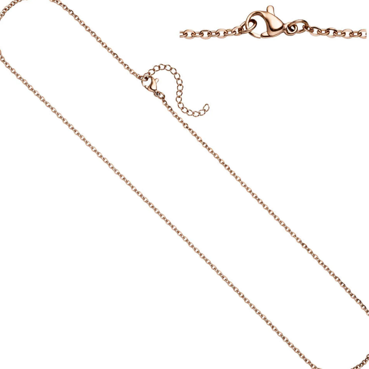 2,2mm Rundankerkette Halskette Collier aus Edelstahl in rotgold Farbe 46cm