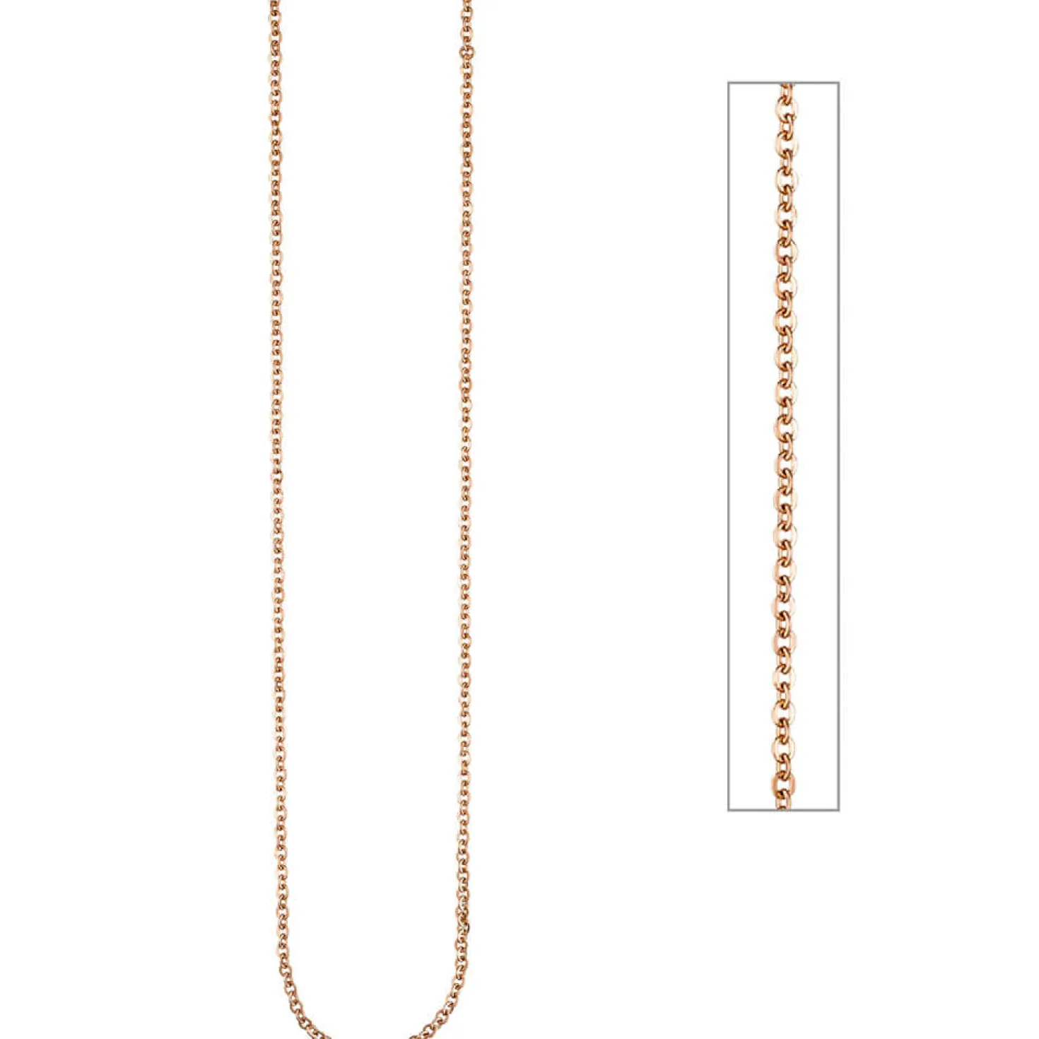 2,2mm Rundankerkette Halskette Collier aus Edelstahl in rotgold Farbe 46cm
