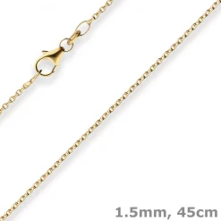 1,5mm Rund-Ankerkette Kette Collier aus 585 Gold Gelbgold 45cm mit Zwischenöse