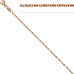 1,5mm Rundankerkette Kette Collier aus 585 Rotgold Gold, Goldkette, 45 cm