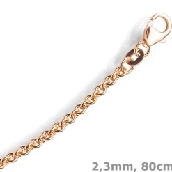2,3mm Rund-Ankerkette Kette Collier, 750 Gold Rotgold Goldkette, 80cm