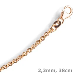 2,3mm Rundankerkette Kette Collier, 750 Gold Rotgold, Goldkette, 38cm