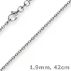 1,9mm Rund-Ankerkette Kette Collier, 585 Gold Weißgold Goldkette, 42cm