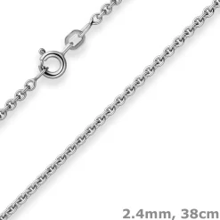 2,4mm Rund-Ankerkette Kette Collier Halskette aus 925 Silber rhodiniert 38cm