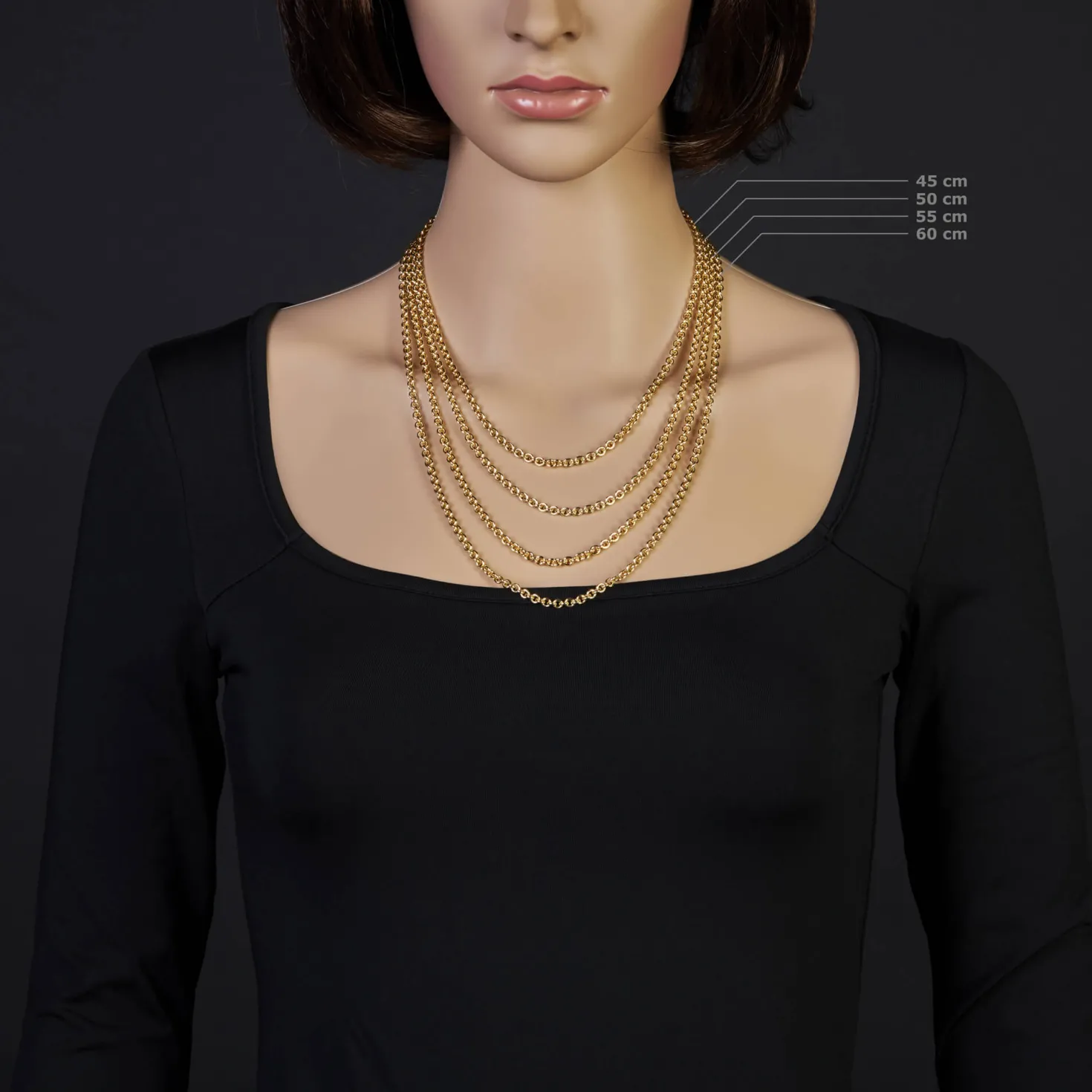 4mm Rund-Ankerkette Kette Collier Halskette 750 Gold Gelbgold 45cm Halsschmuck